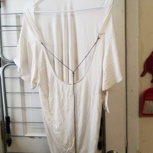 womens off white thin blouse with attached chain
